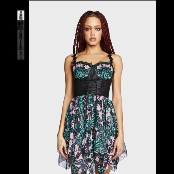 NWT Dolls Kill House of Widow Floral Oath Mini Dress - Picture 9 of 12